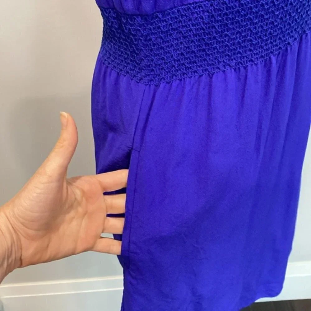 Aritzia Royal Blue Mini Silk Slip Dress - Picture 5 of 13